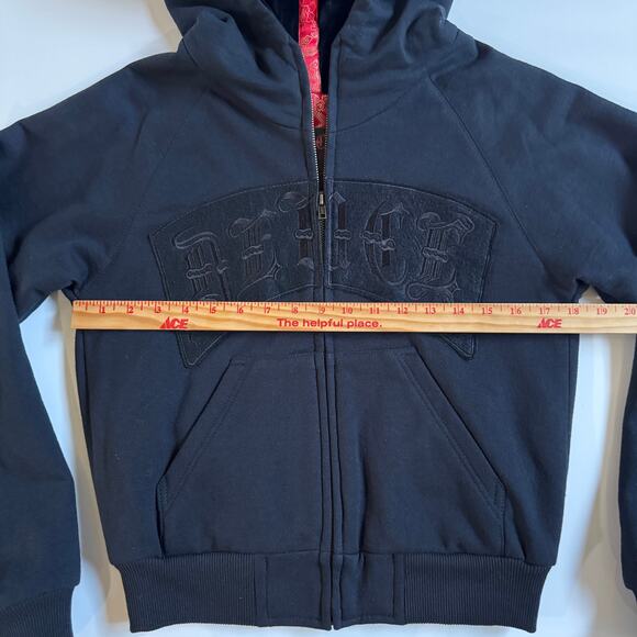 Deuce Dussault Custom Ink Tattoo Embroidery Skull Full Zip Hoodie Small RARE EUC - Picture 7 of 9